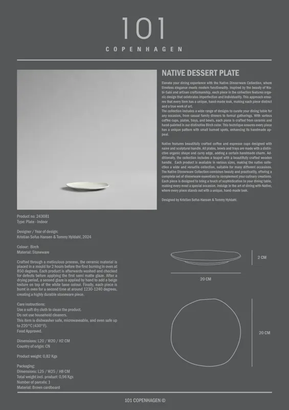 101 Copenhagen Native Lunsj / dessert tallerken - Birch