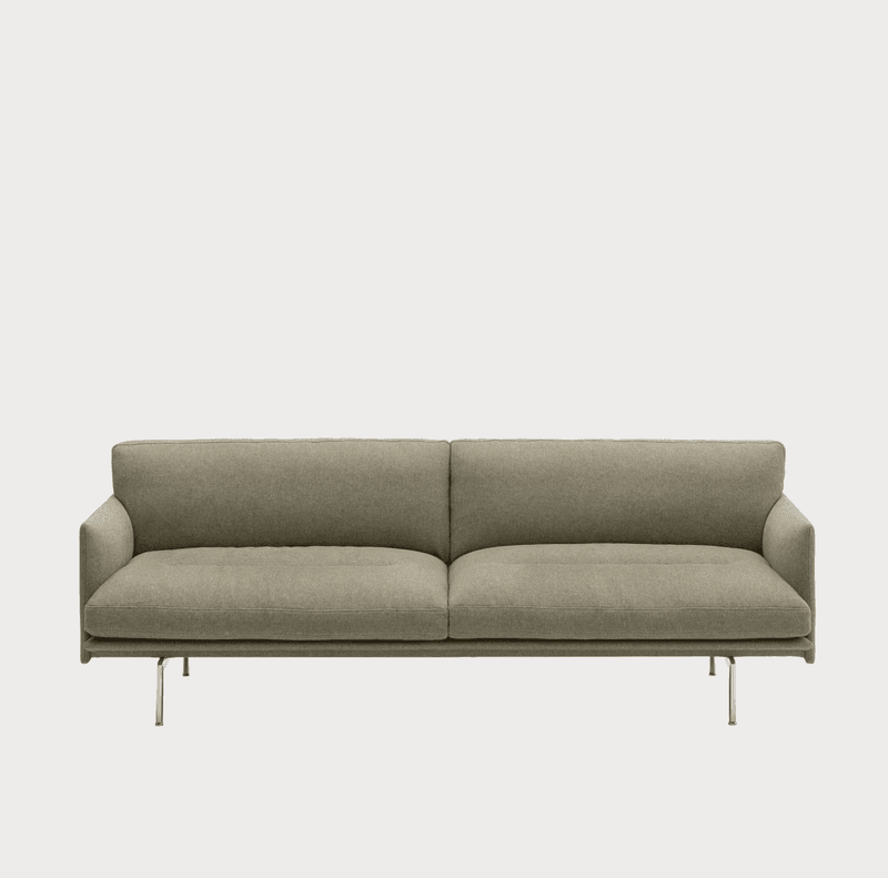 Muuto Outline Soft 3-seter sofa - Clay 15 / Polert Alu