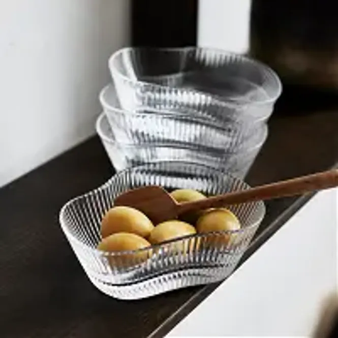 Hovedbilde MUUBS Snack Skål Ripe -  S/4 pcs. Glass - Ø12xH4 ...