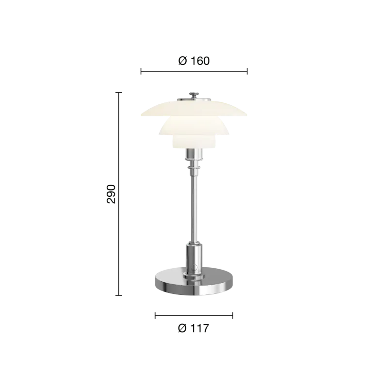 Louis Poulsen PH 1-1 Portabel lampe - High luster chrome pleated